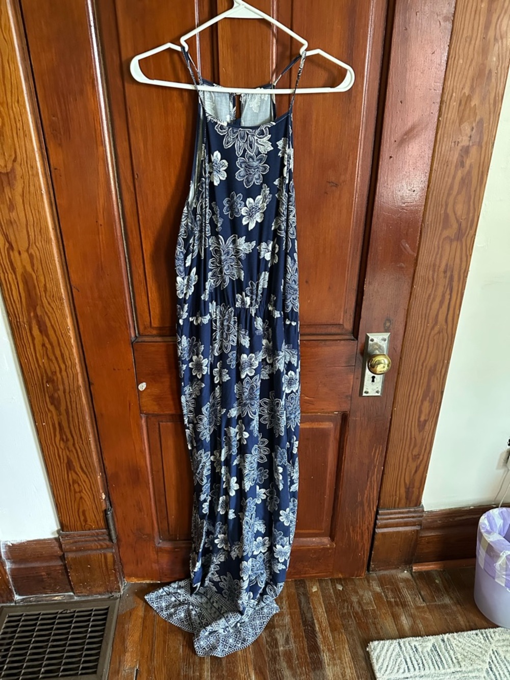 Blue Rain Navy and Cream Floral Maxi Dress